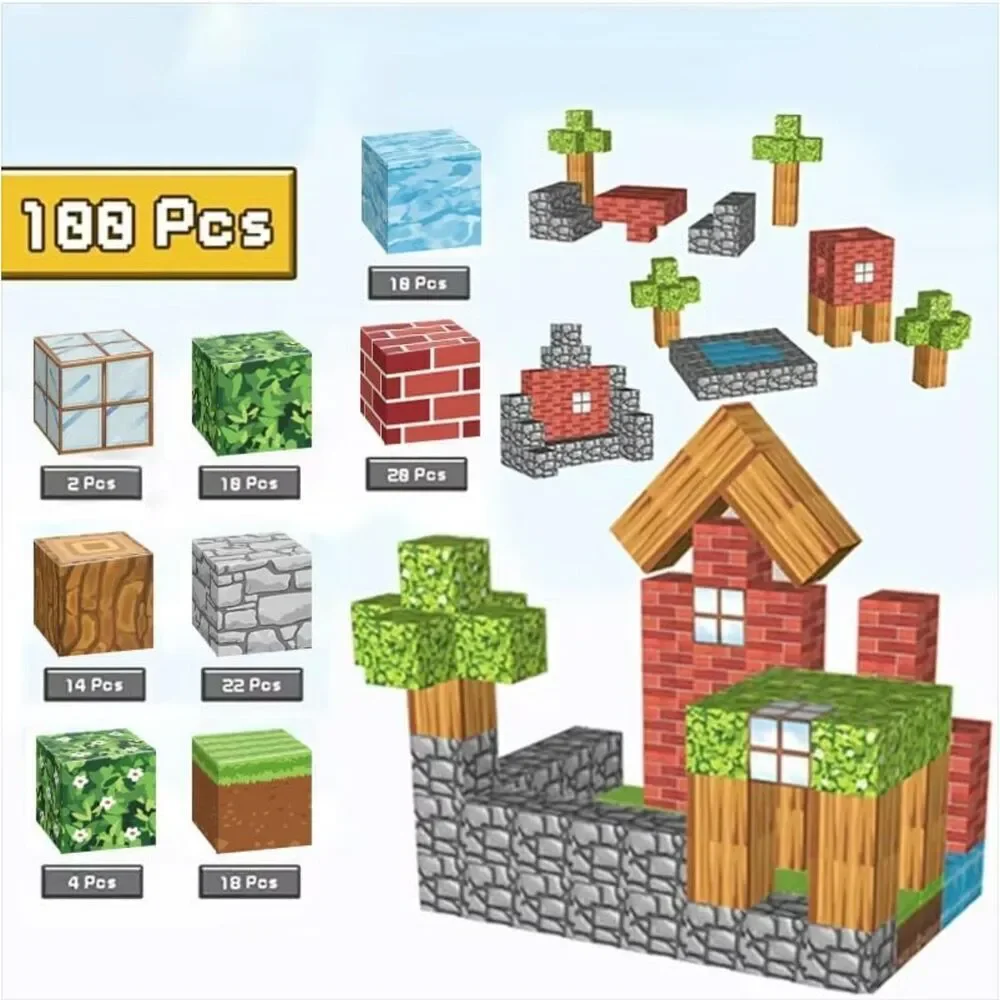 Magnetic Blocks 100pcs Building Cubes 2cm Construction Toys Boys Girls Ages 3 10